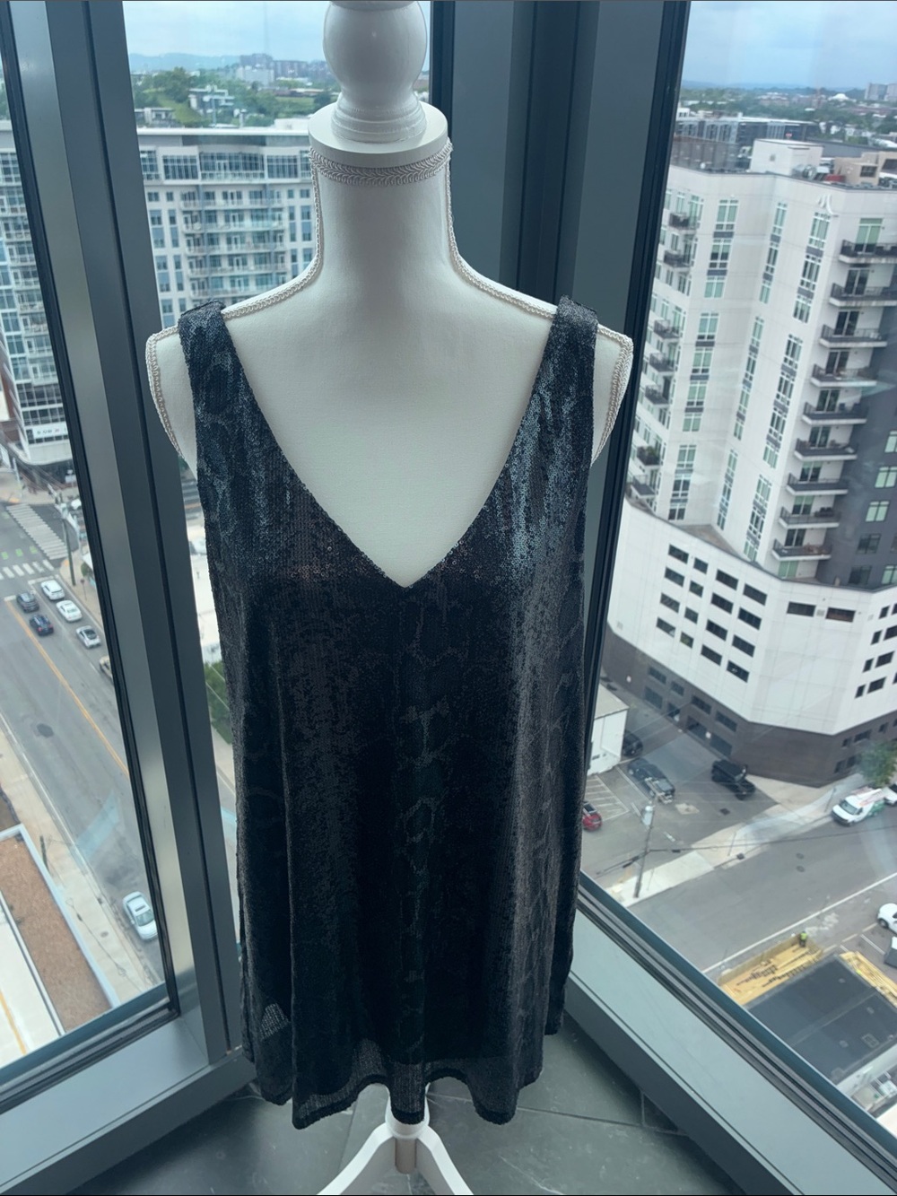 Show Me Your MuMu Black Sequin V-Neck Slip